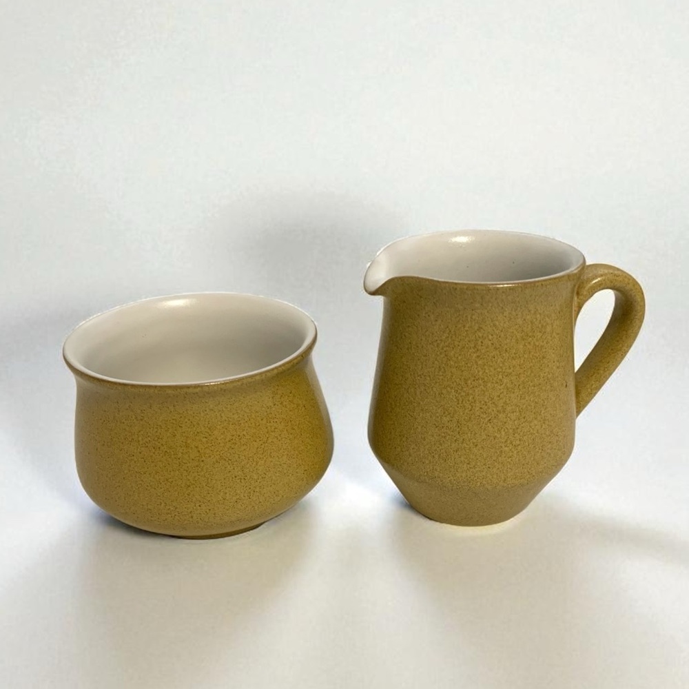 Vintage 70’s Denby Ode Pattern Cream/Sugar Set